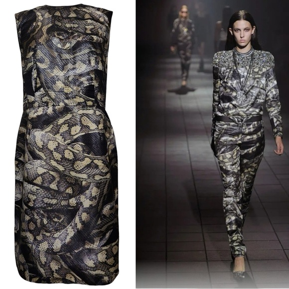 Lanvin Dresses & Skirts - Lanvin Alber Elbaz 2012 Python Snake Sheen Sheath Silk Runway Dress - Size 38